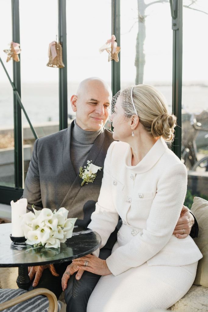 Elegant newly married couple sharing a quiet moment after their wedding ceremony in Denmark