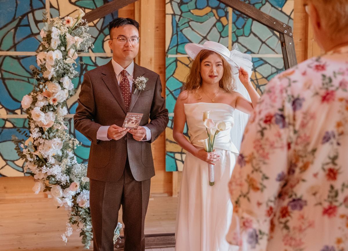 Bride and groom during their civil wedding ceremony in Denmark